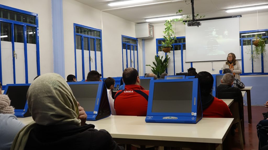 Chelo Alvarez-Stehle at prison presentation of sex trafficking film